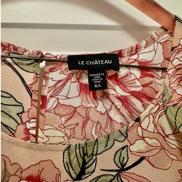 Le Château Floral Cold-Shoulder Blouse – Soft Pink and Green Print - Picture 2 of 4